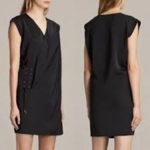 AllSaints Aures Lace-Up Sleeveless Mini Wrap Dress
